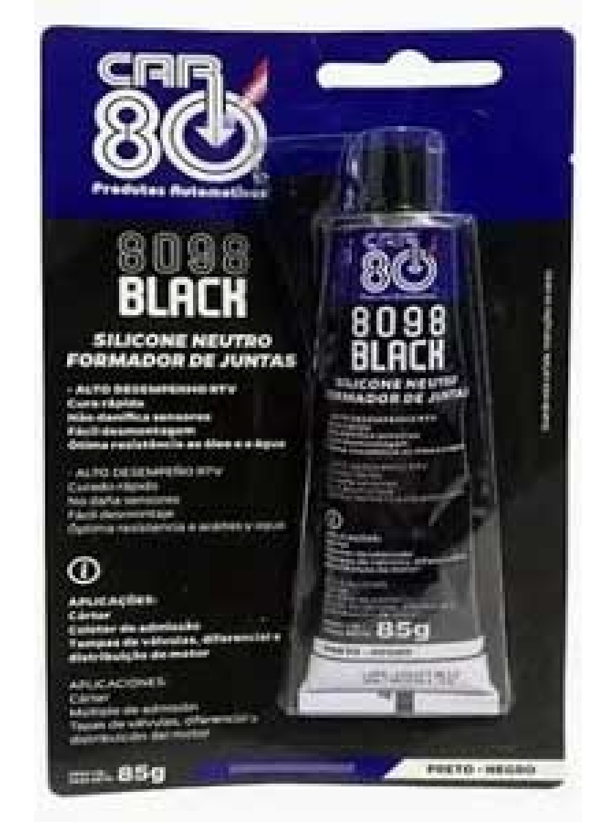 Cola Motor Silicone Alta Temperatura Preta Black Car 80 85g